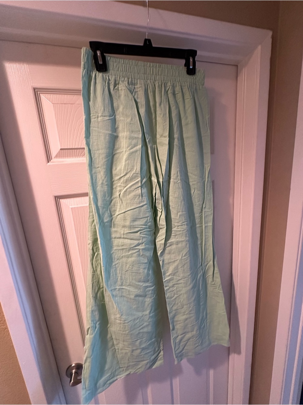 Women’s Mint Green Wide-Leg Linen Pants